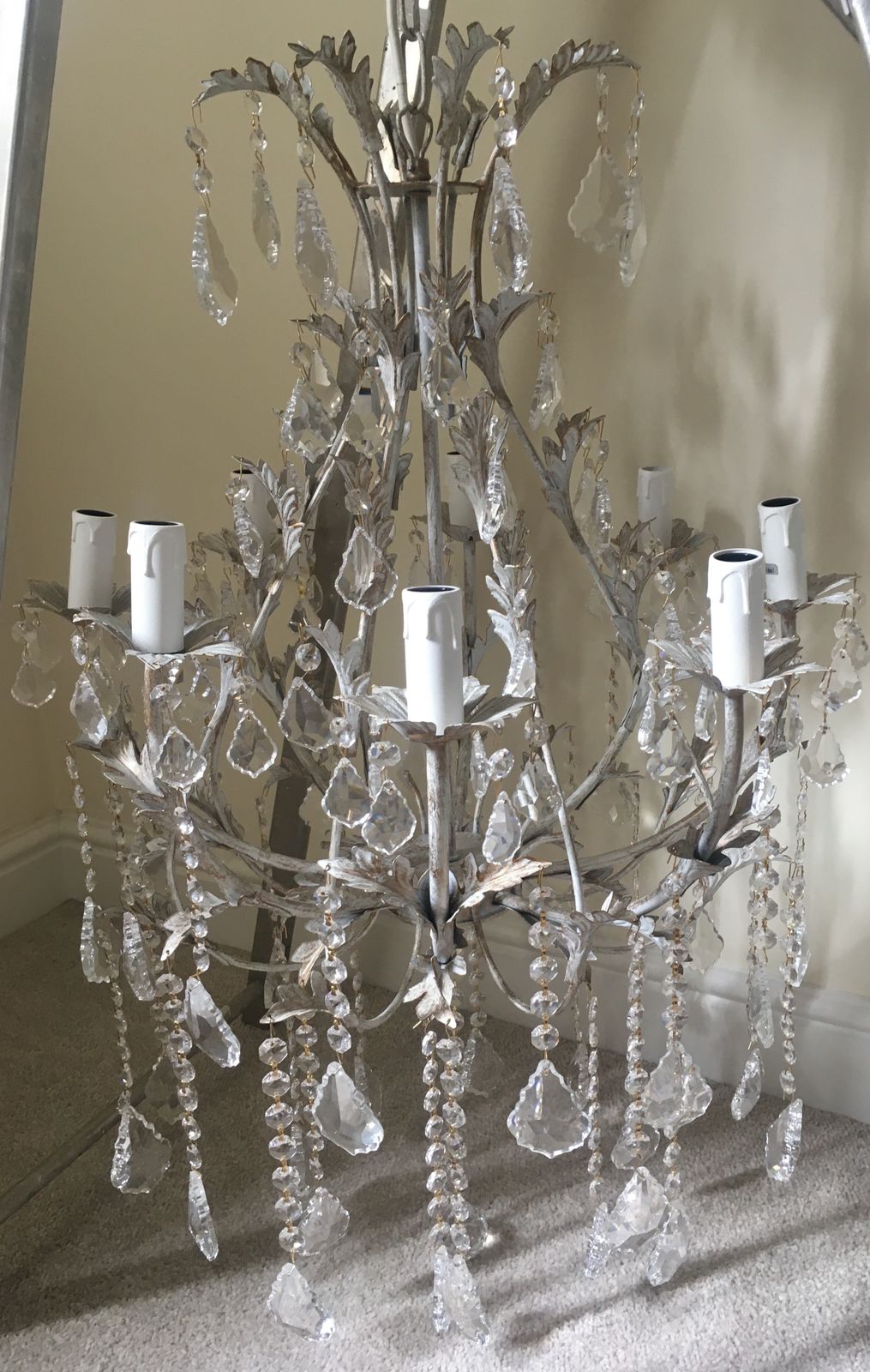 Custom Crystal Chandelier   White Gold Antique Finish photo buy
