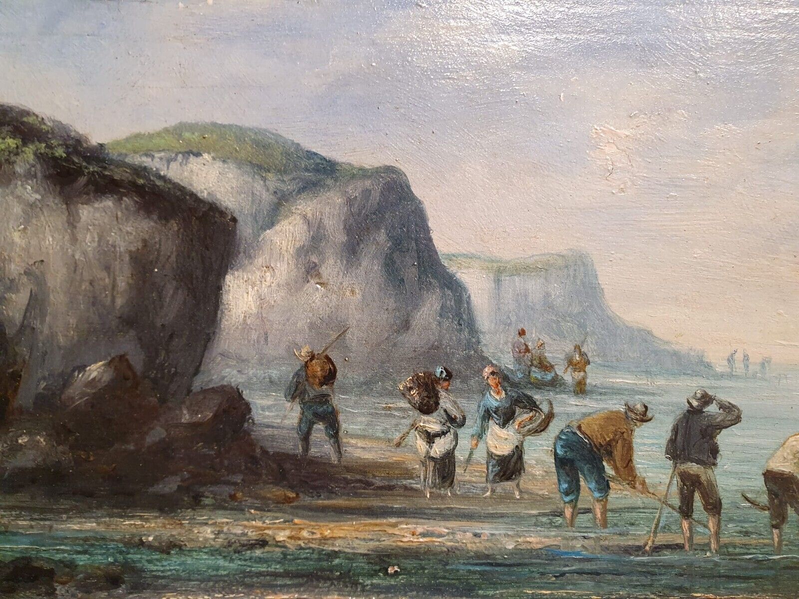 2 Oil Paintings On Panels Depicting Fishing Scenes Signed "Gilbert"   €1,500 Each Frame Size: 42 X 60 Cm photo vinterior