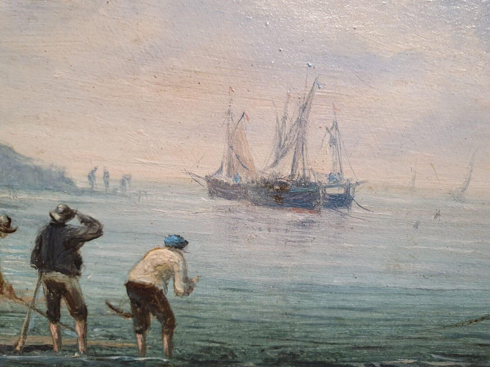 2 Oil Paintings On Panels Depicting Fishing Scenes Signed "Gilbert"   €1,500 Each Frame Size: 42 X 60 Cm photo buy