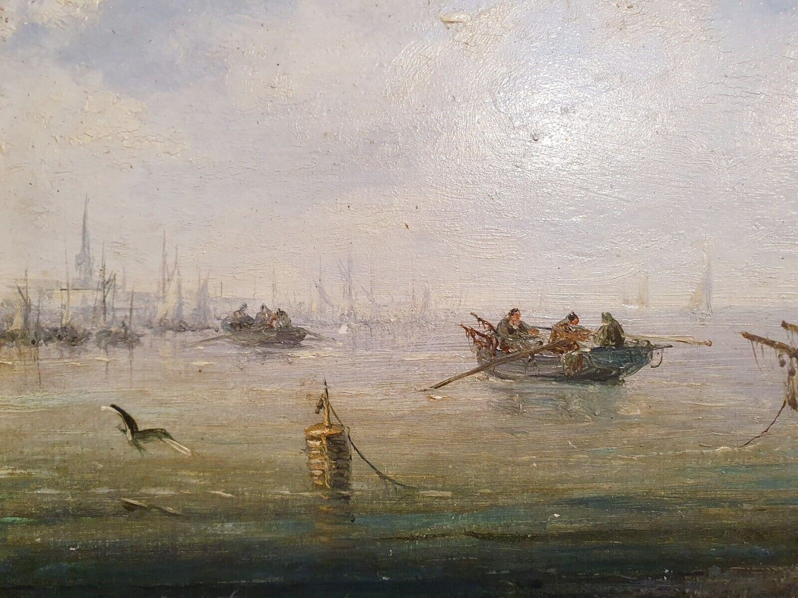 Art 2 Oil Paintings On Panels Depicting Fishing Scenes Signed "Gilbert"   €1,500 Each Frame Size: 42 X 60 Cm photo