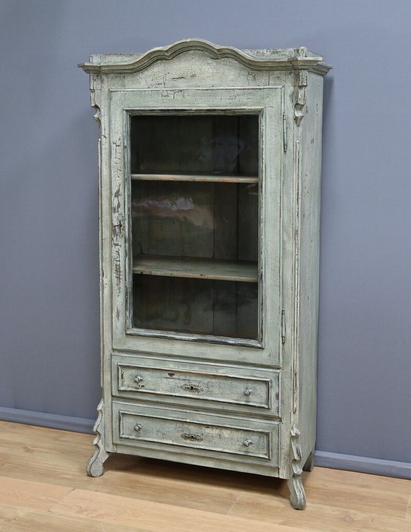 Painted Wooden Glass Bonnetière – Early 20th Century photo furniture