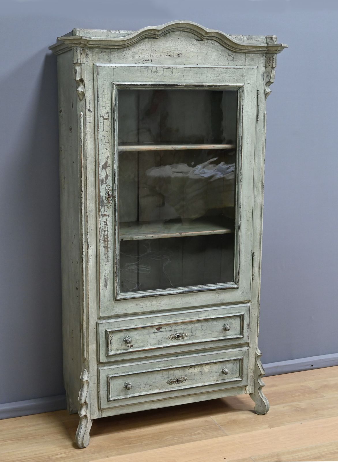 Painted Wooden Glass Bonnetière – Early 20th Century photo for sale