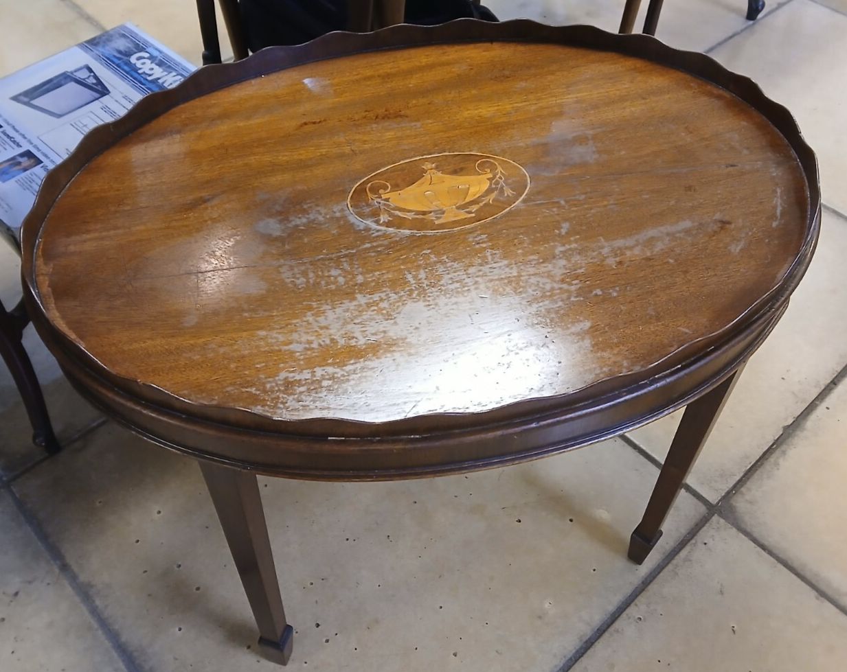 Edwardian Sheraton Revival Tray Top Occasional Table photo furniture