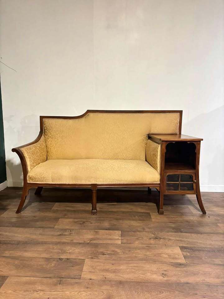 Edwardian Walnut Upholstered Settee photo Furniture