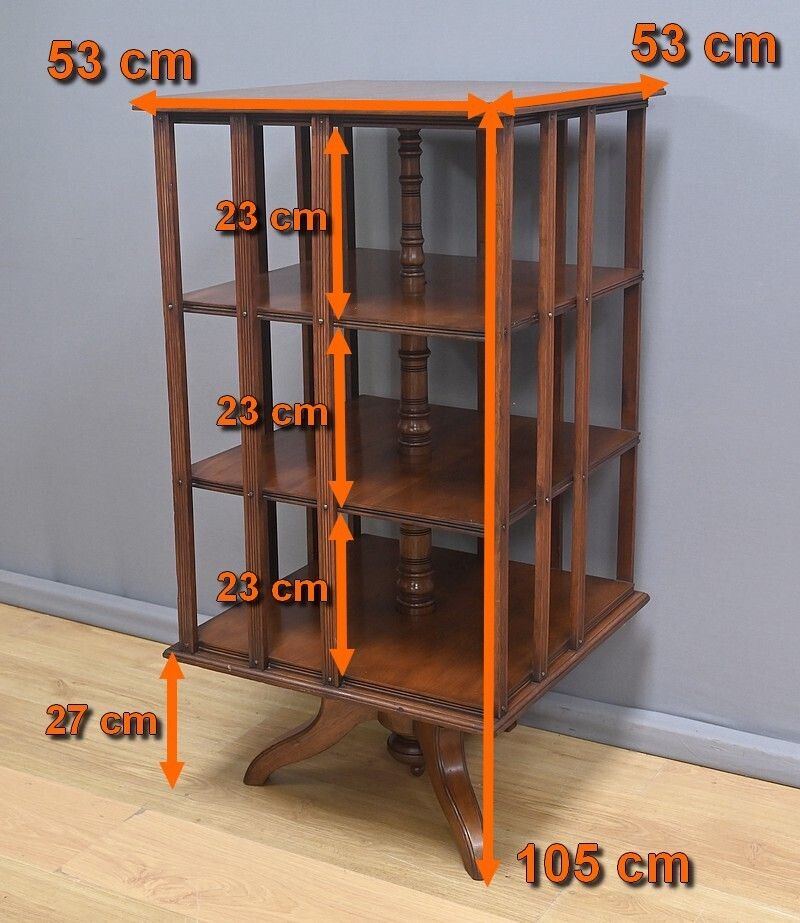 Large Revolving Bookcase In Solid Mahogany – Late 19th Century photo vintage