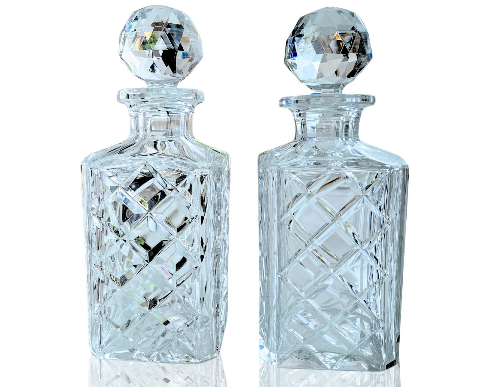 Kristallen Whiskykaraf Set | 2 Stuks | Diamantgeslepen | Val Saint Lambert photo furniture