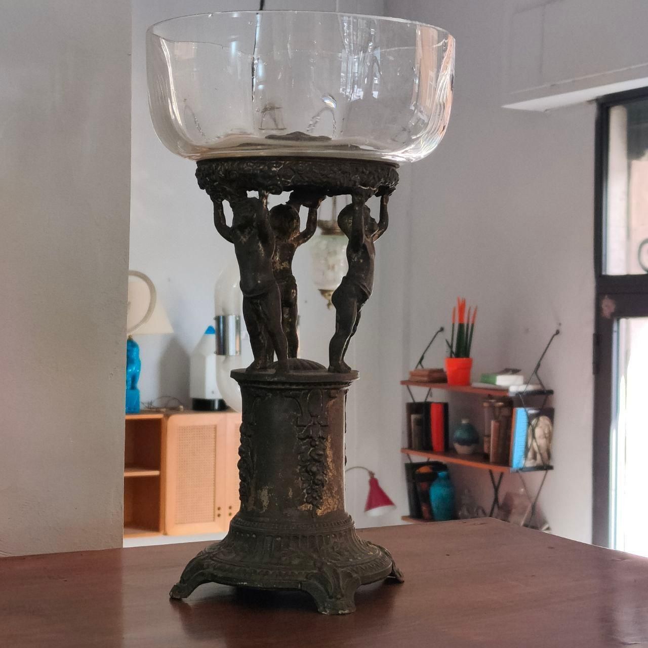 Art Nouveau Liberty Centerpiece Glass Bowl Antimony, Italy 1900 photo furniture