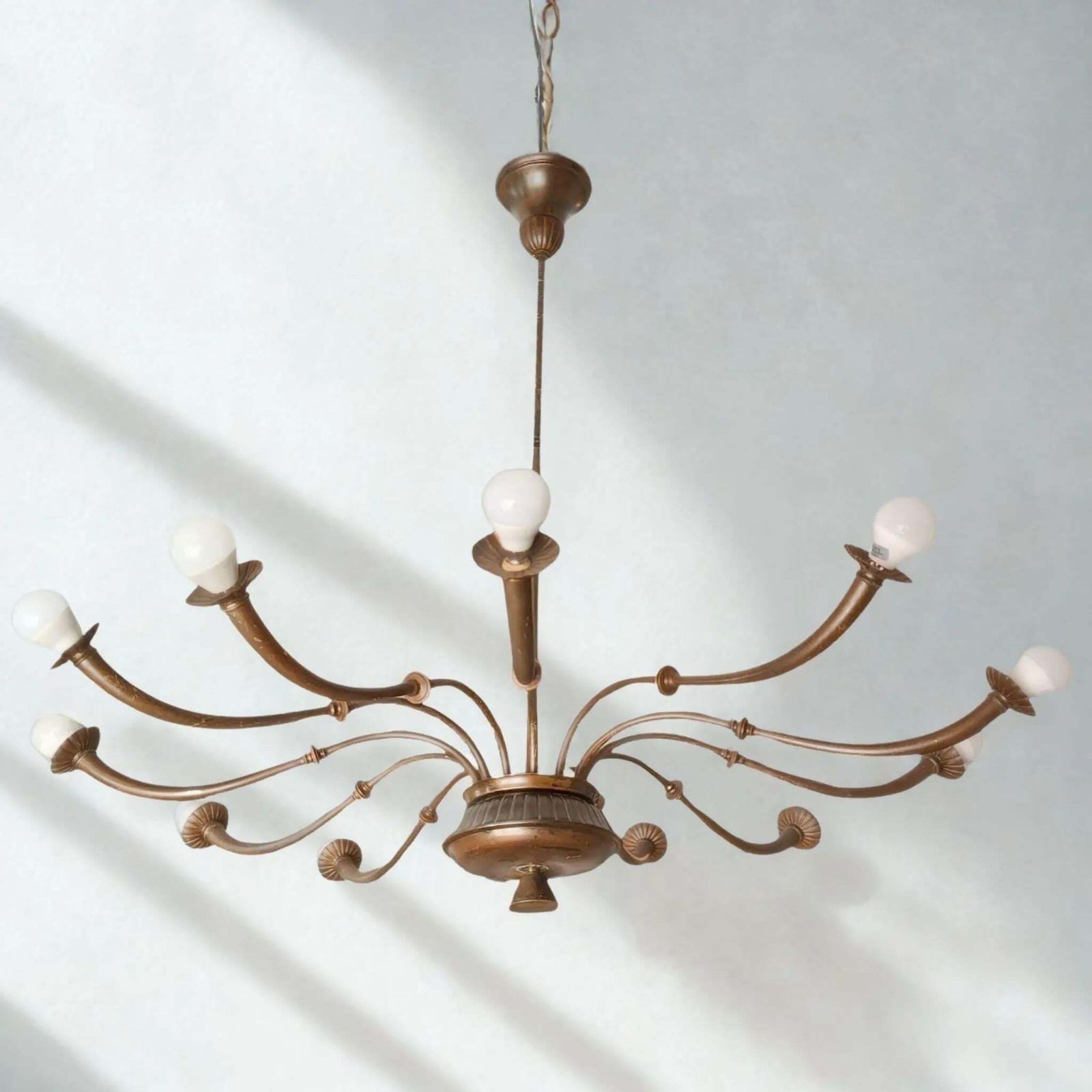 1950s Azucena Mid Century Modern Brass 12 Light Chandelier By Caccia Dominioni photo 2869.0