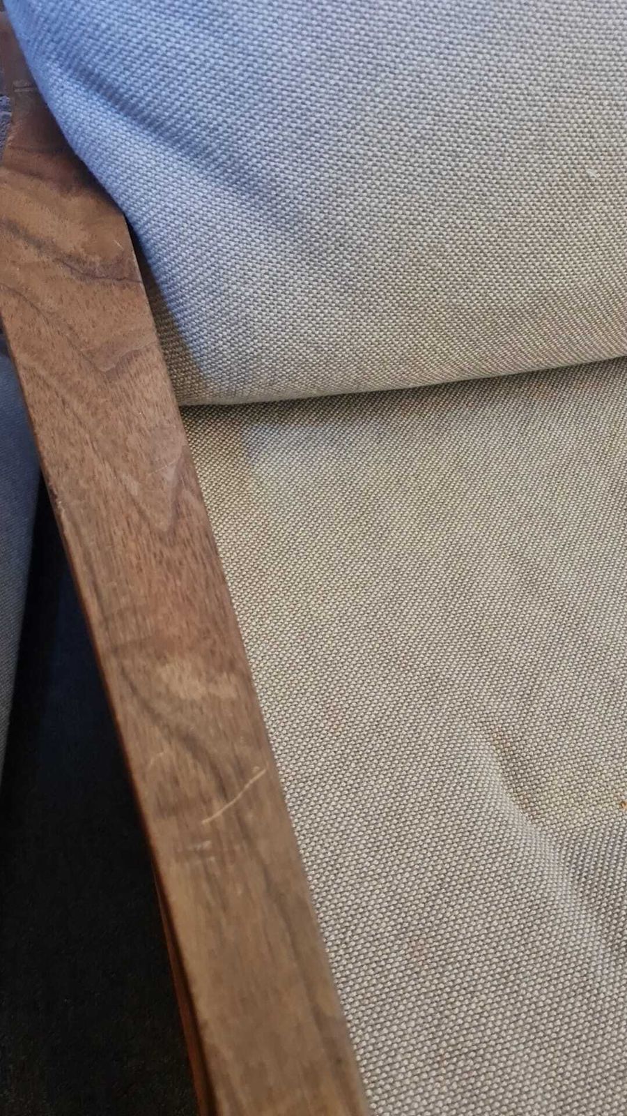 Pair Of Wooden Armchairs With Grey Cushions photo 150.0