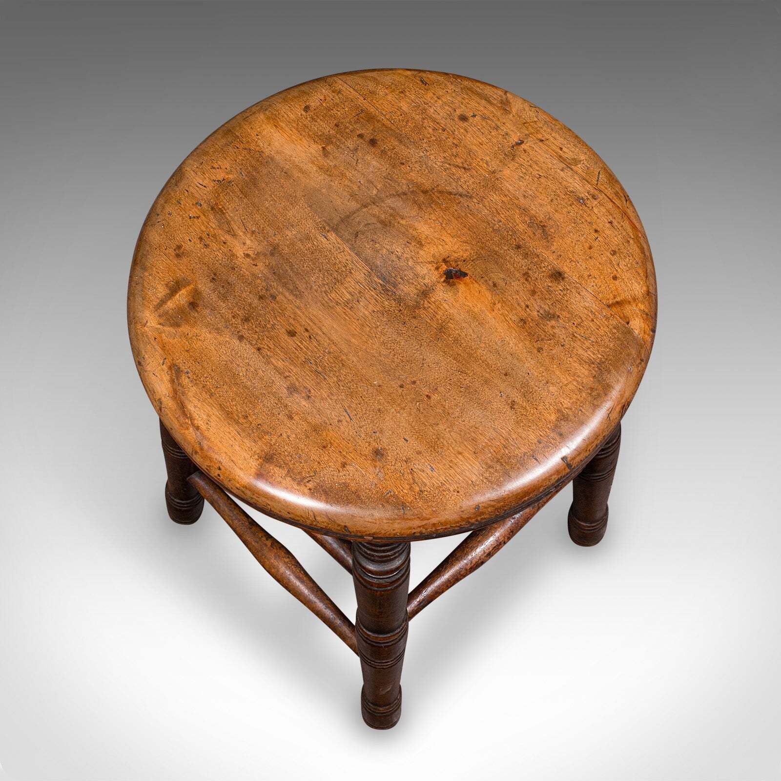 Small Antique Artists Stool, English Beech, Country Studio, Victorian, C.1890 photo vinterior