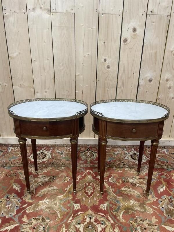 Paire De Tables De Chevets Louis XVI Pieds Toupies photo for sale
