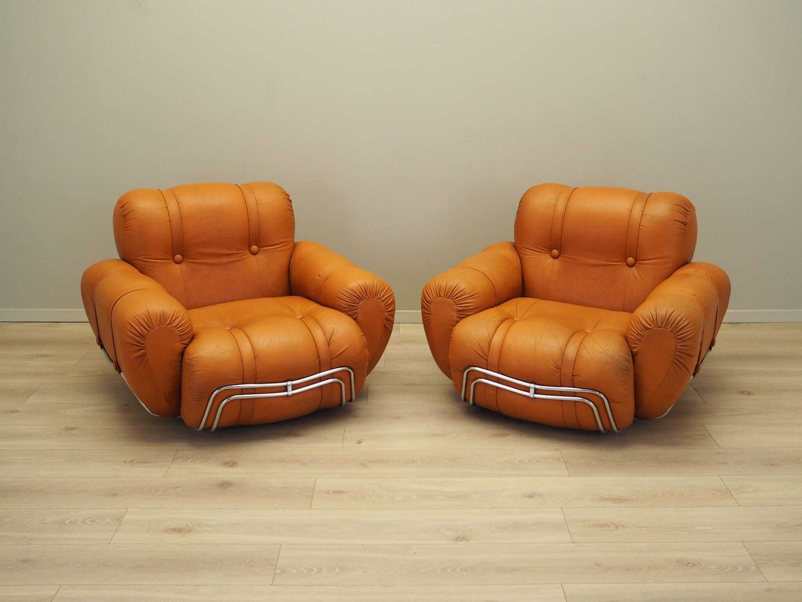 Set Of Orange Armchairs, Space Age Design, 1960s, Production: Italy photo Furniture