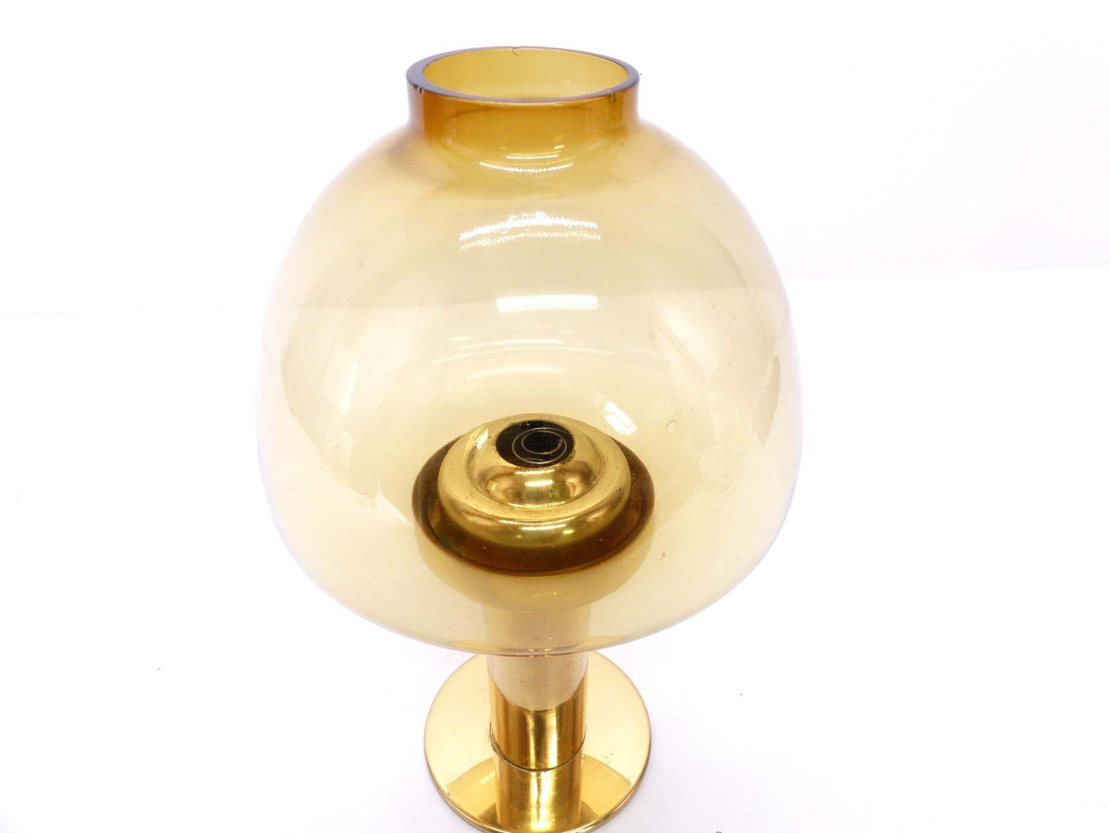 Set Of 5 Scandinavian Candlesticks By Hans Agne Jakobsson, Claudia Model, In Brass And Amber Glass, Sweden, 1960 photo buy