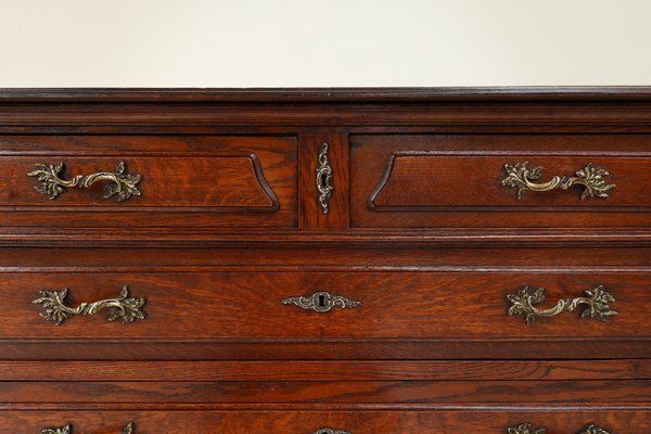French Antique Carved Oak Chest Of Drawers photo vinterior