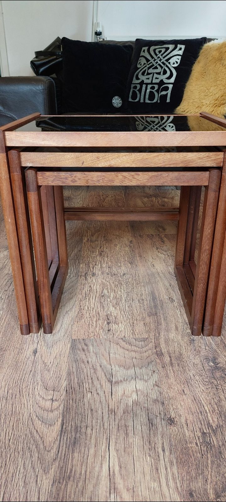 Retro 1960 Afromosia Teak & Glass Nest Of Tables photo 290.0