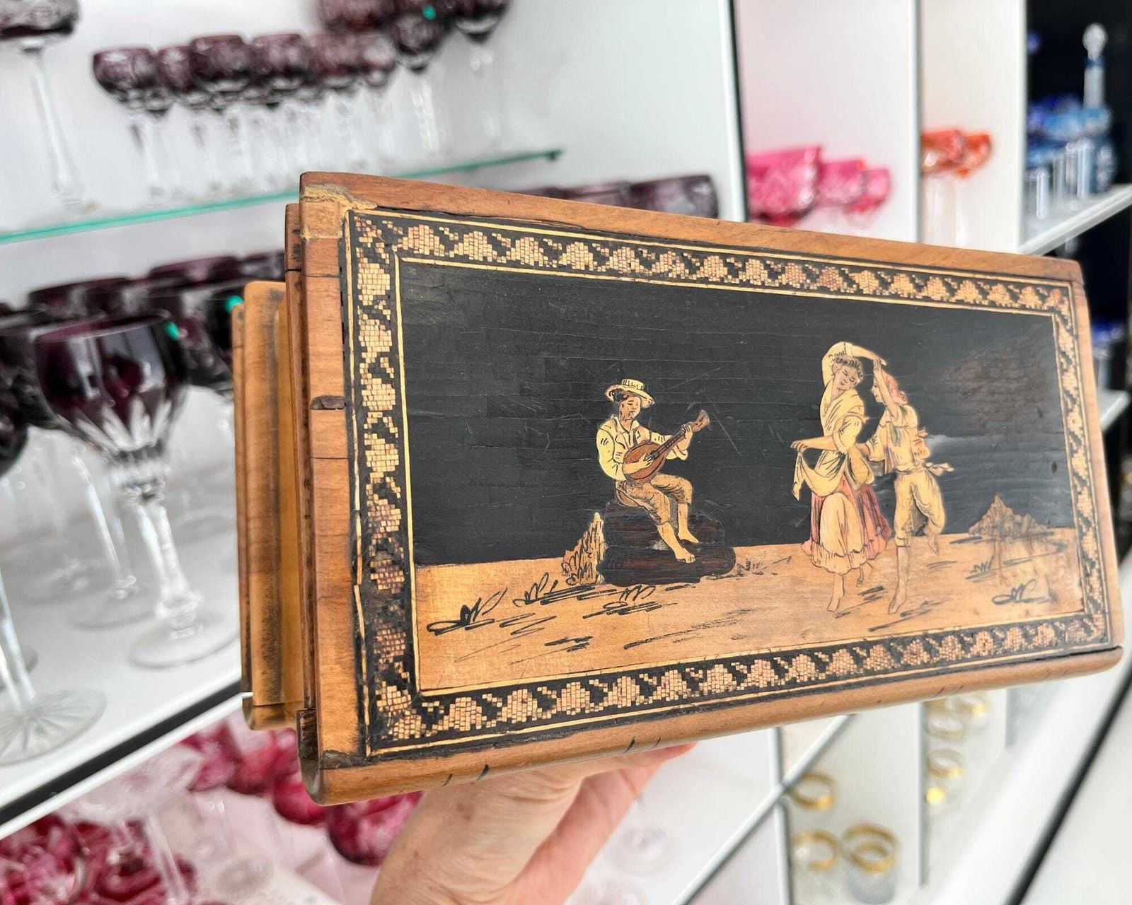 photo furniture Cigars Humidor | Italian Sorrento Inlay | Secret Hiding Place | 1pcs