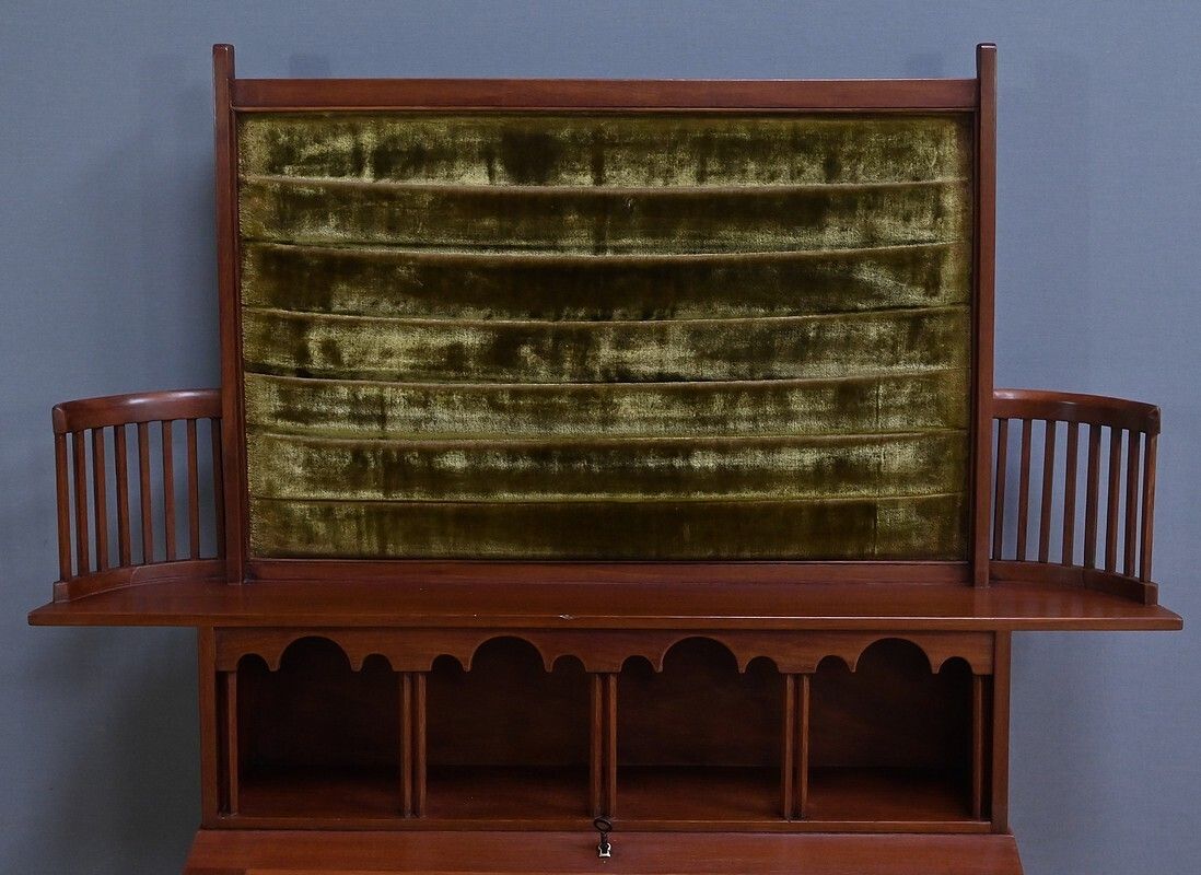 Rare English Mahogany Bonheur Du Jour, Lazarus & Cie, Calcutta – 2nd Half Of The 19th Century photo Furniture