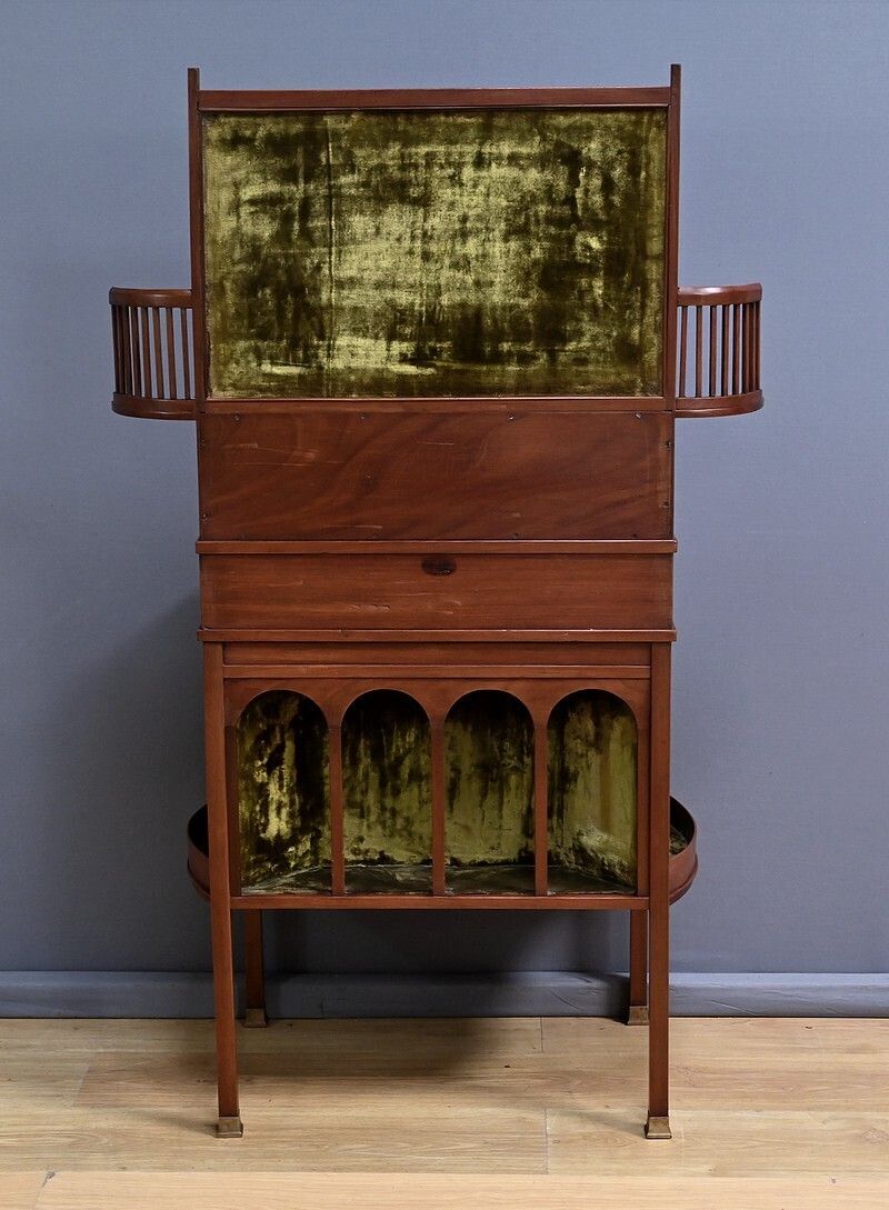 photo buy Rare English Mahogany Bonheur Du Jour, Lazarus & Cie, Calcutta – 2nd Half Of The 19th Century