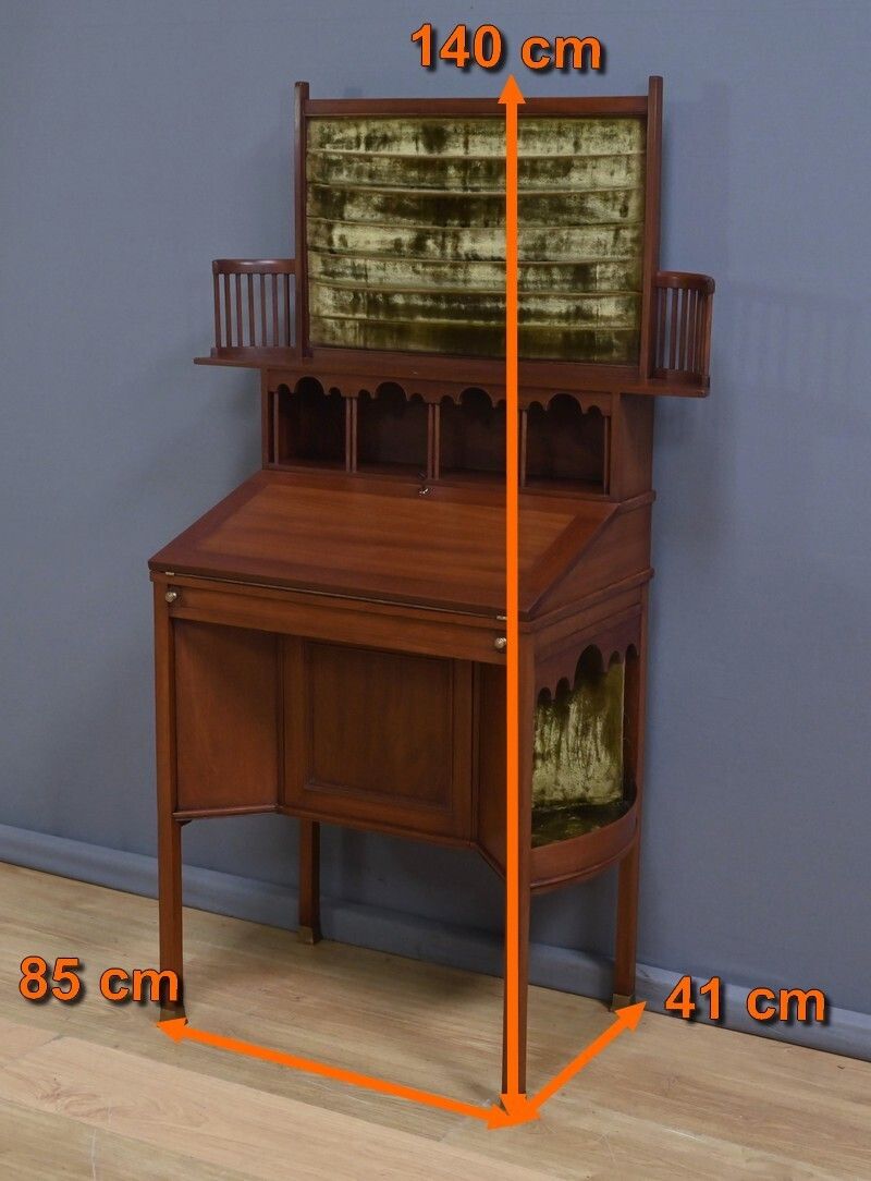 photo vintage Rare English Mahogany Bonheur Du Jour, Lazarus & Cie, Calcutta – 2nd Half Of The 19th Century