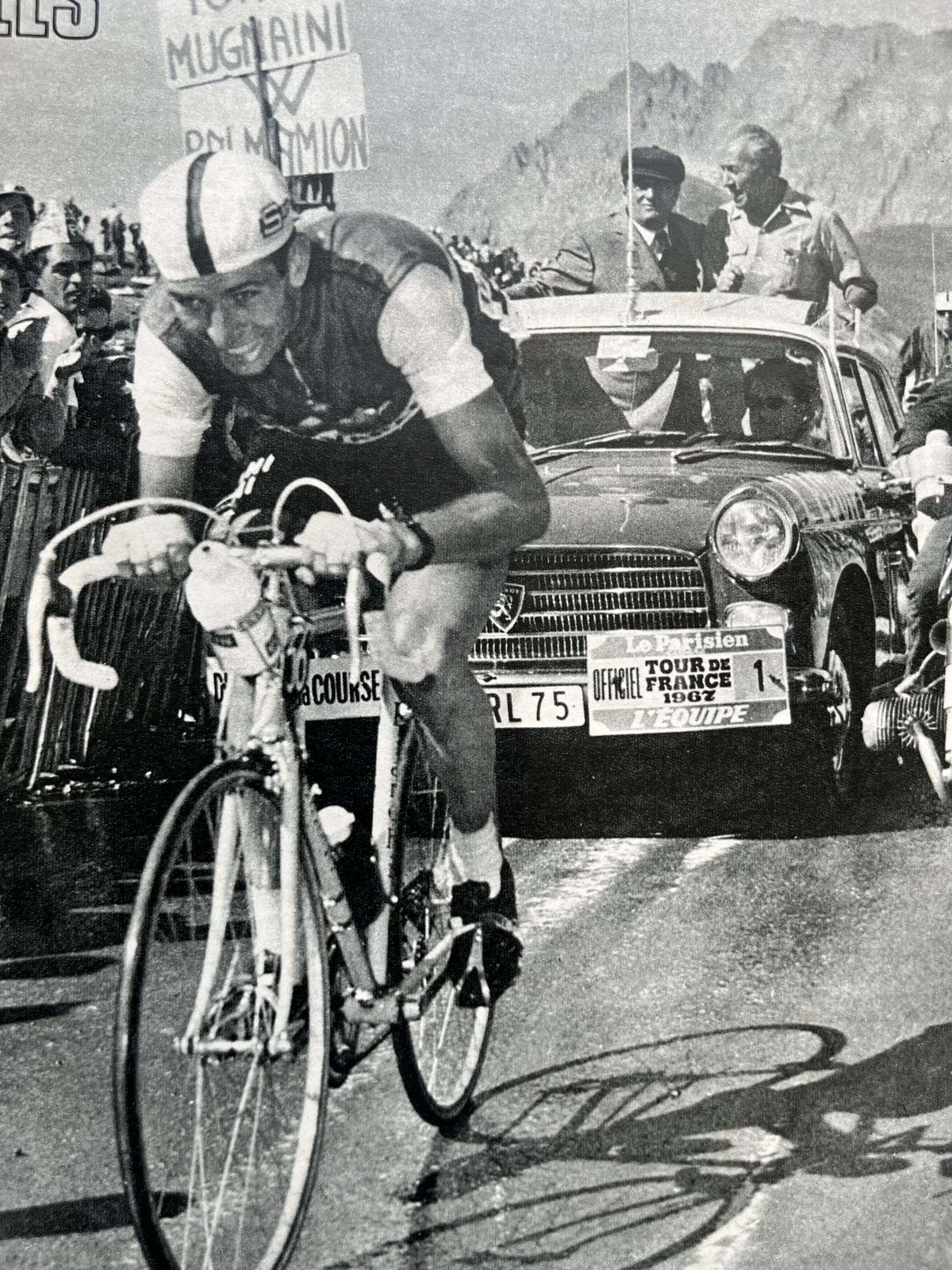 Vintage Cycling Print   Tour De France, Felice Gimondi 1965 photo for sale