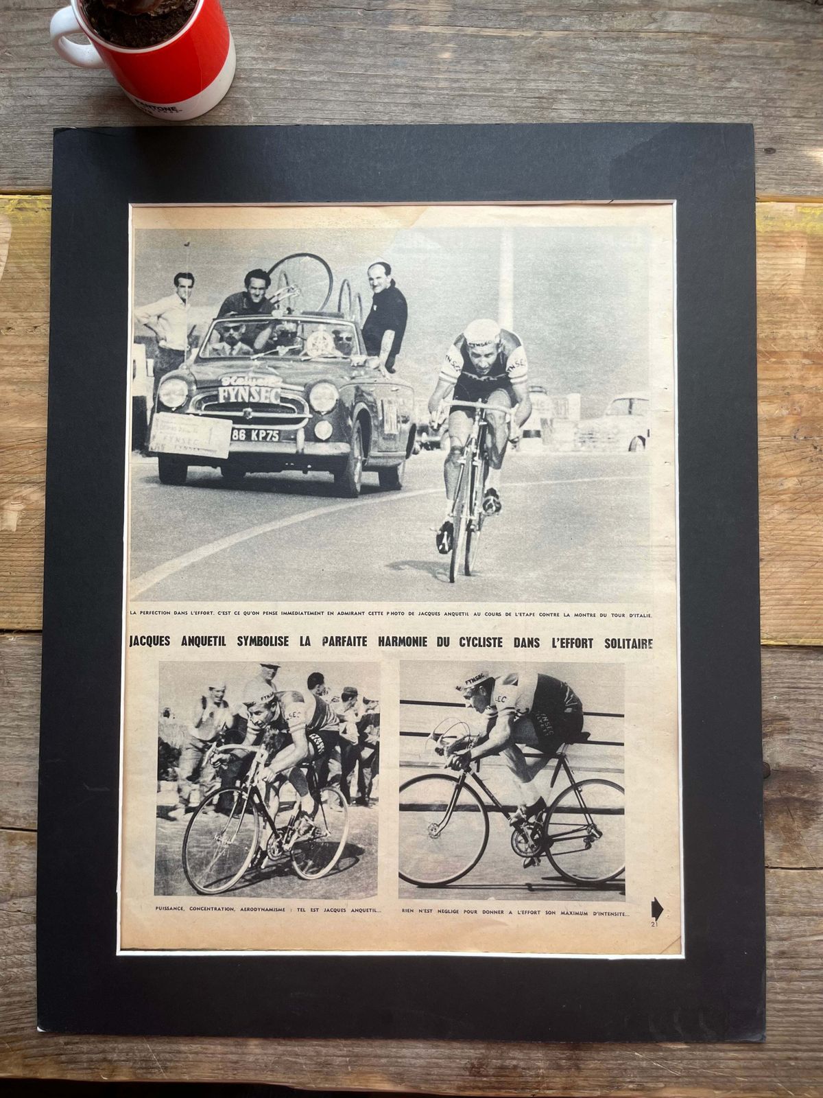Vintage Cycling Print   Jacques Anquetil , Original Tour De France, 1959