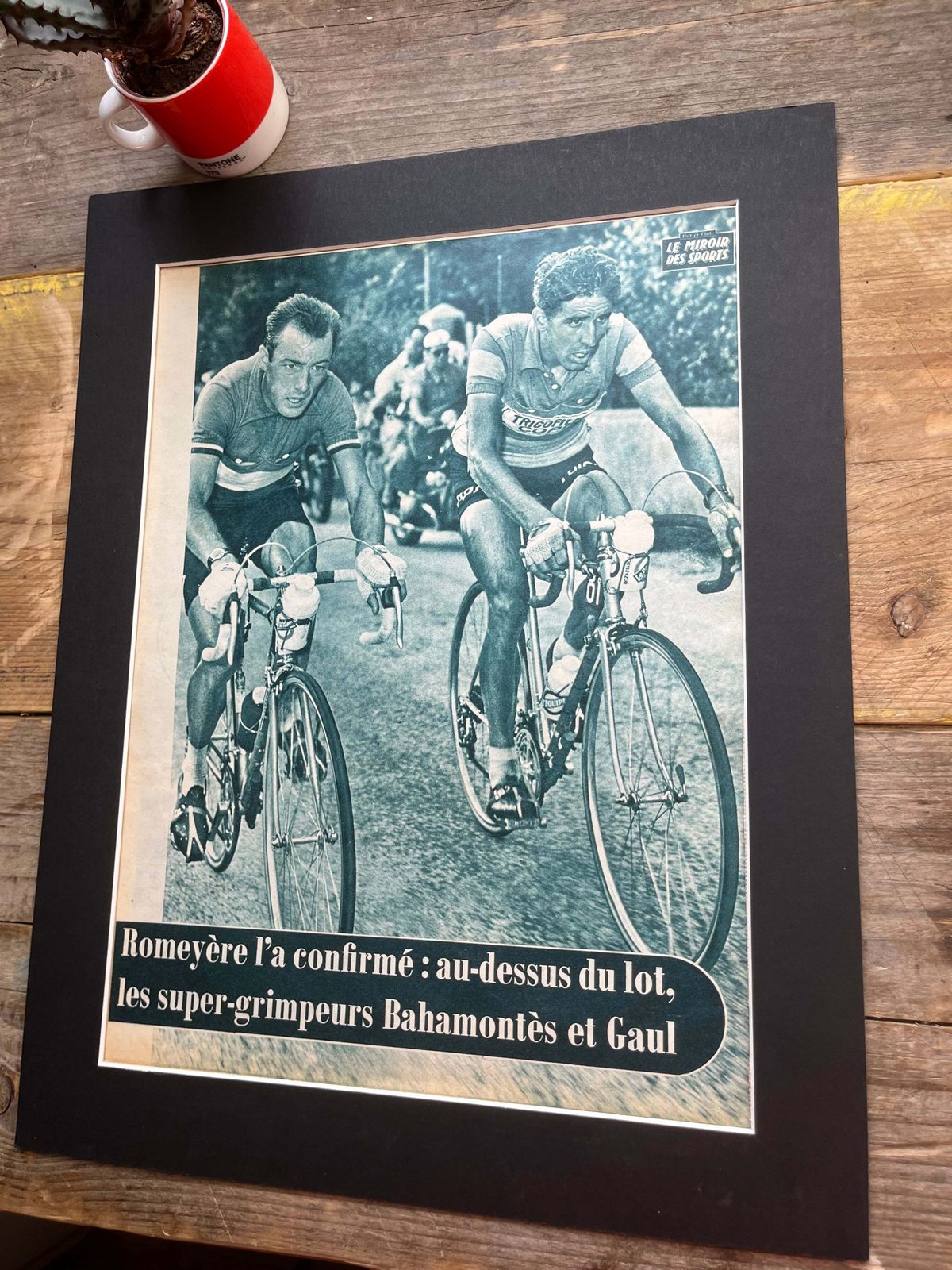 Vintage Cycling Print Tour De France Charly Gaul Federico Bahamontes 1959 photo furniture