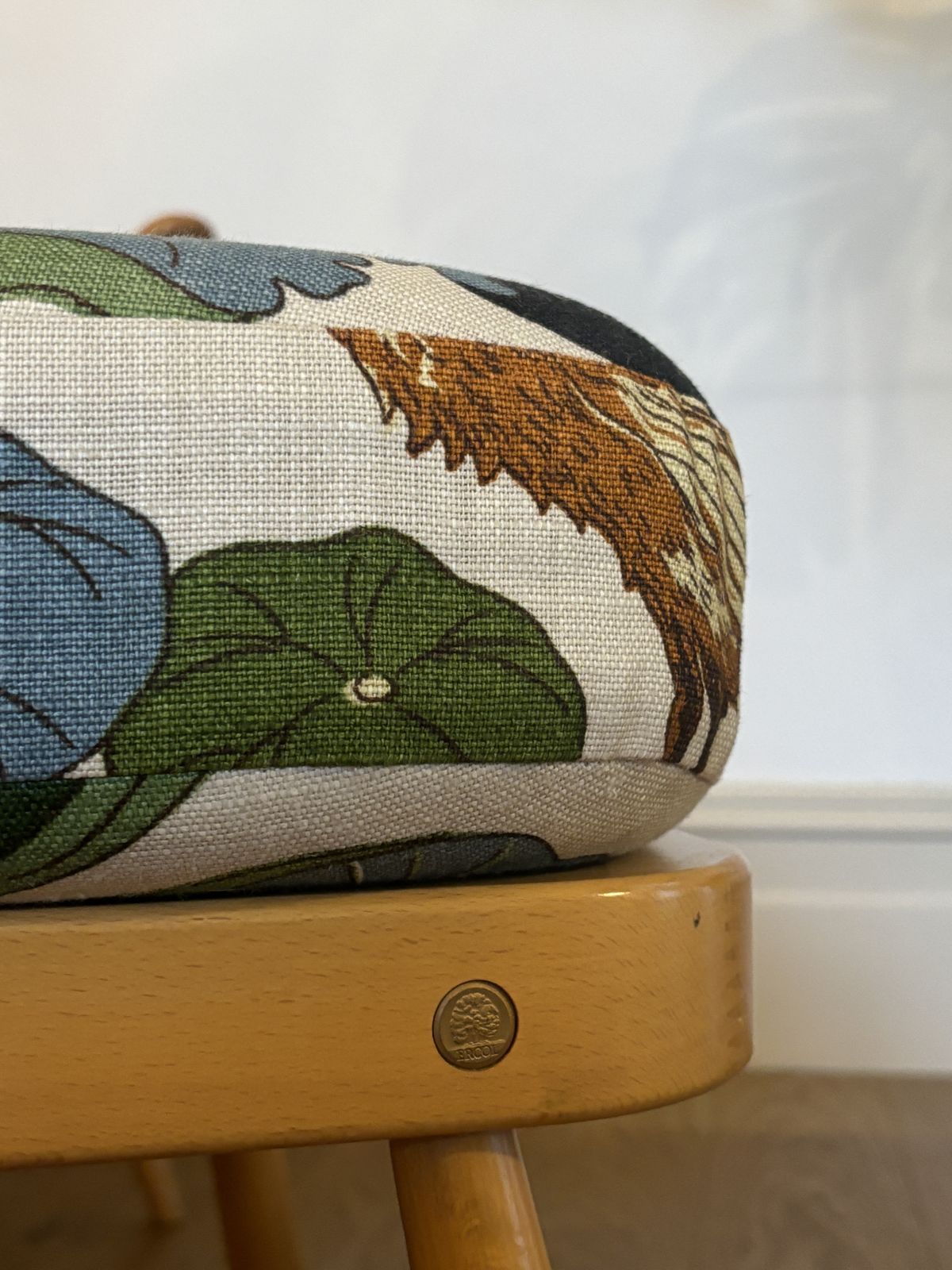 Ercol Vintage Model 478 Easy Armchair And Footstool Covered With Nympheus Fabric photo 1250.0