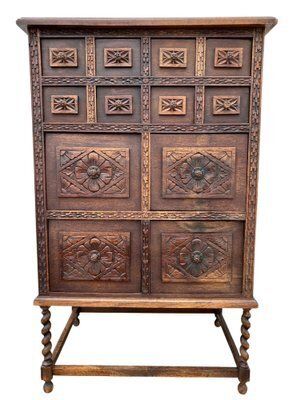 Spanish Wooden Storage Cabinet With Drawers, 1900s