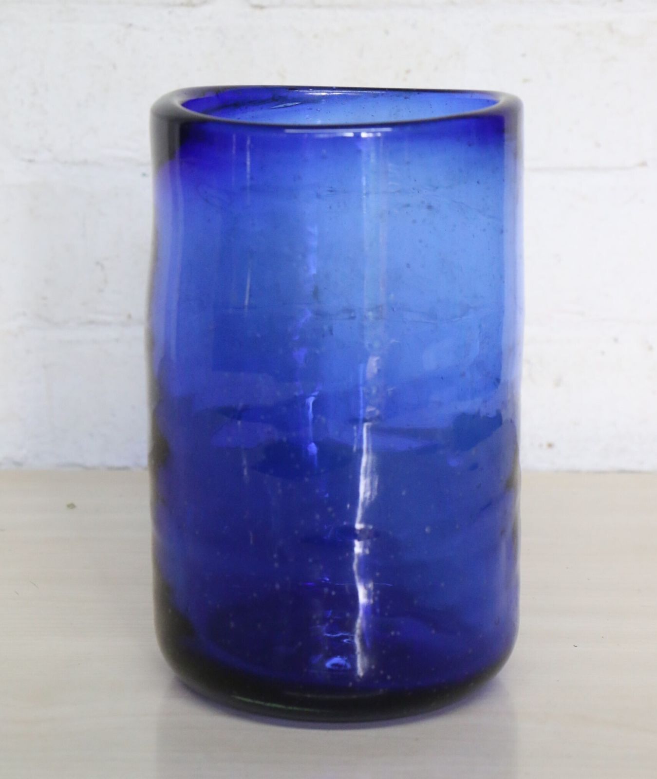 Cobalt Blue Hand Blown Freeform Glass Vase Of Scandinavian Origin Mid 20th Century