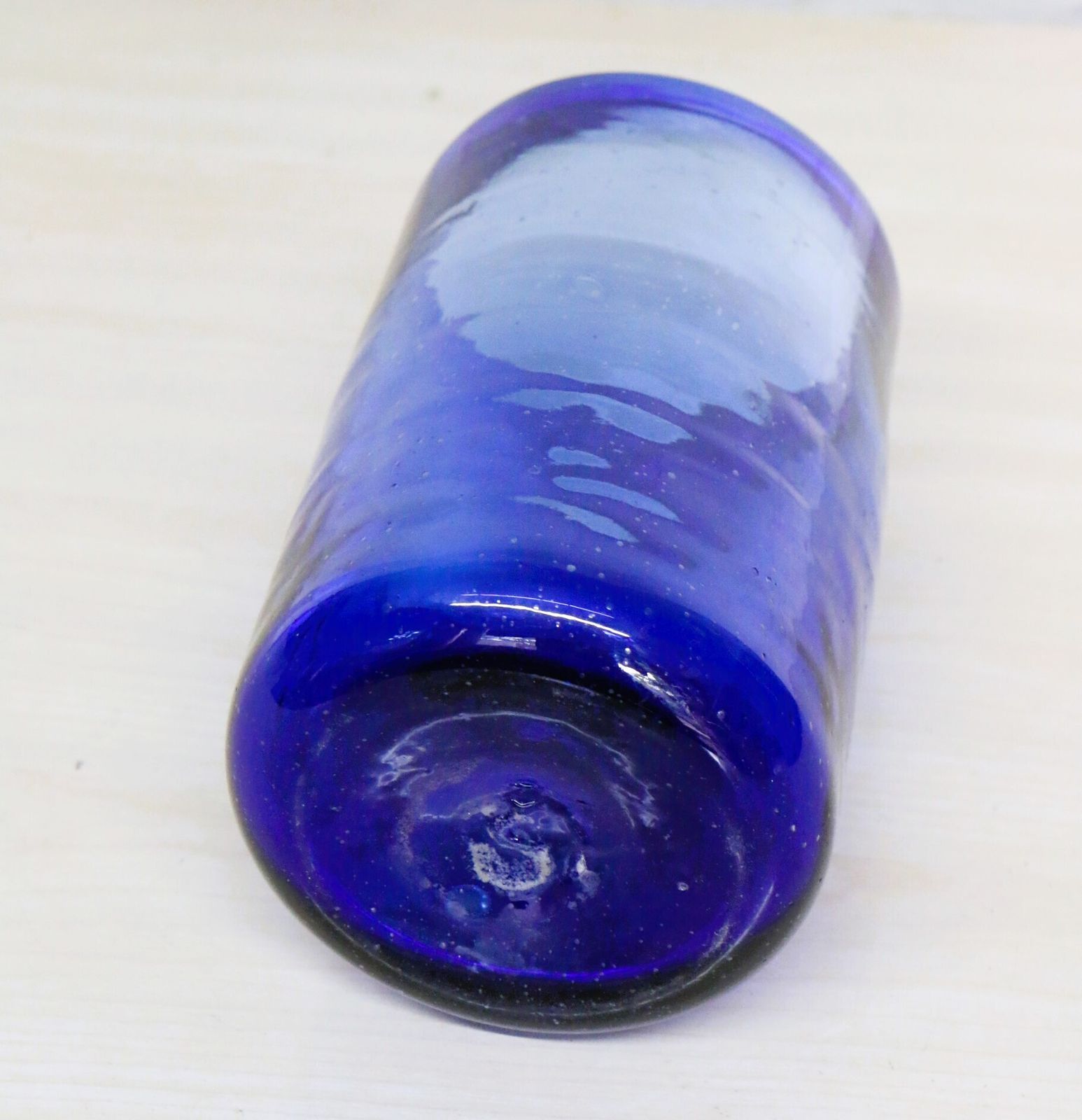 Cobalt Blue Hand Blown Freeform Glass Vase Of Scandinavian Origin Mid 20th Century photo vintage
