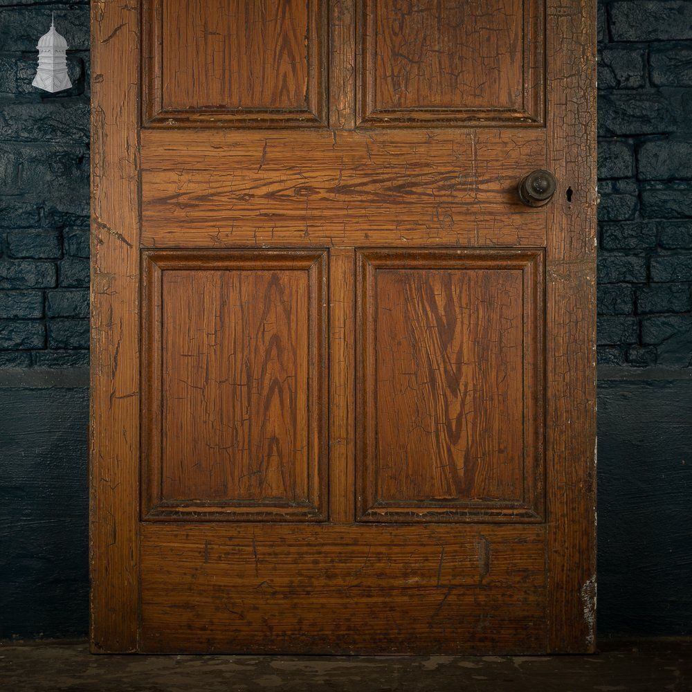 Pitch Pine 6 Panel Door, Distressed White Paint And Faux Woodgrain photo 360.0