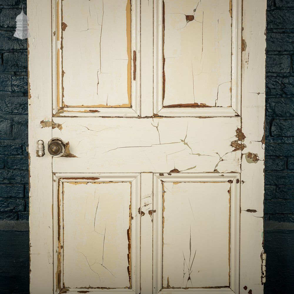 Home Fixtures Pitch Pine 6 Panel Door, Distressed White Paint And Faux Woodgrain photo