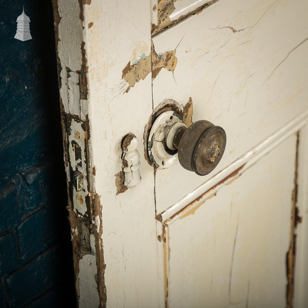 photo vinterior Pitch Pine 6 Panel Door, Distressed White Paint And Faux Woodgrain