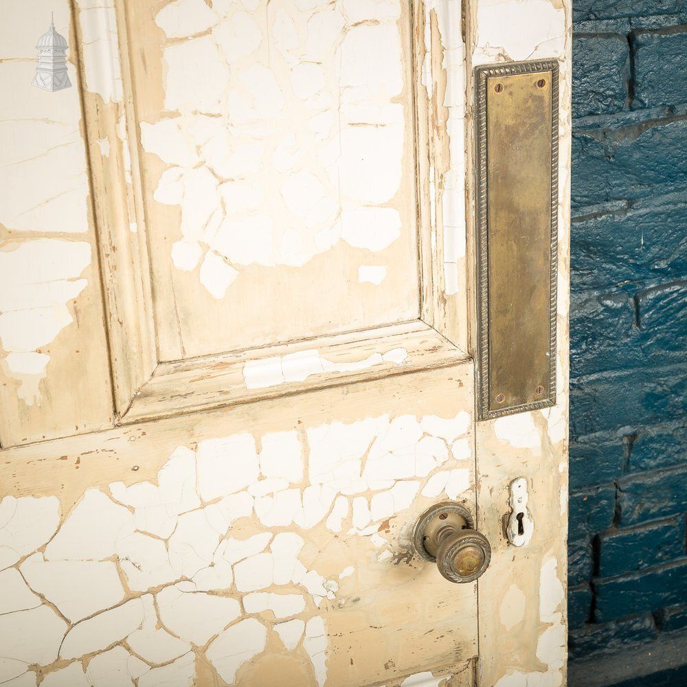 Reclaimed 4 Panel Door – Cracked White Paint photo 270.0