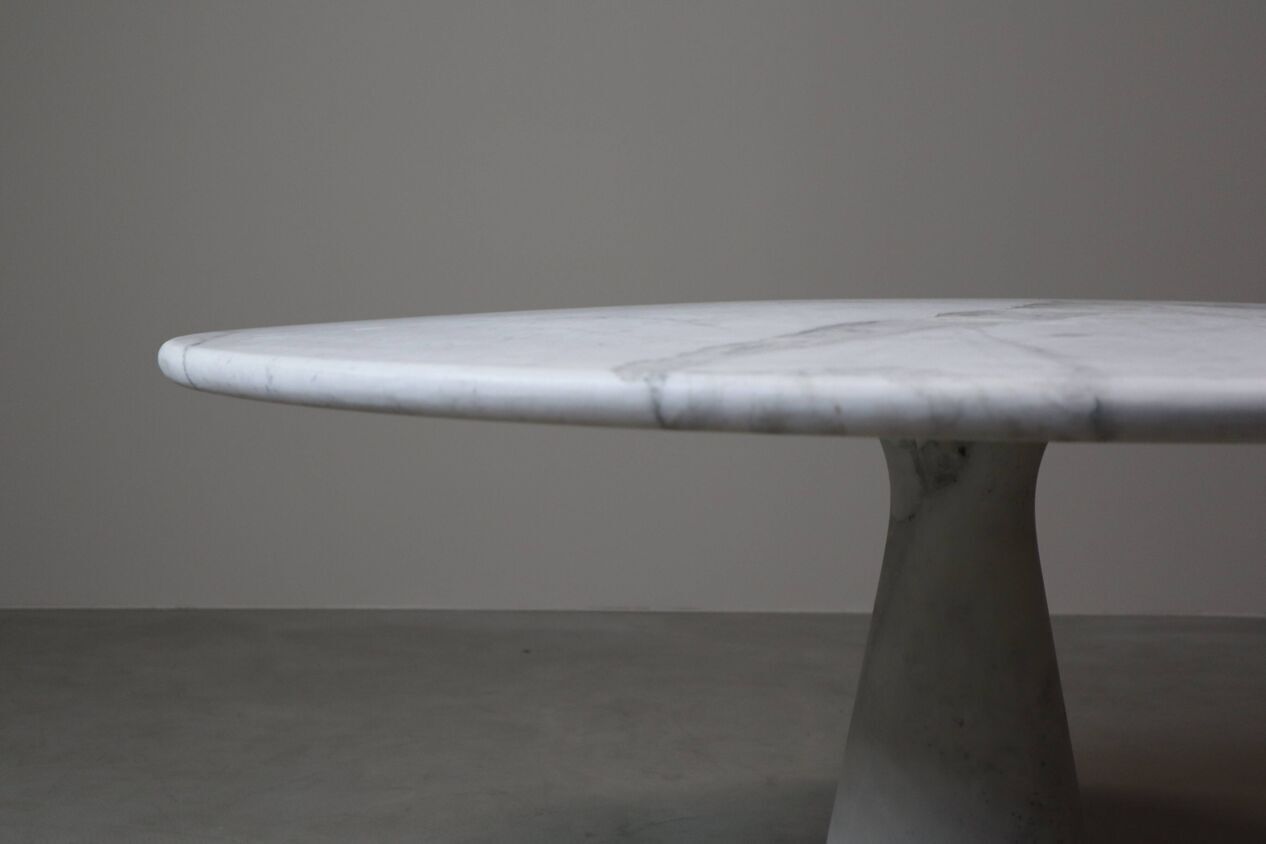 photo buy Angelo Mangiarotti “M1” Dining Table In Solid Carrara Marble