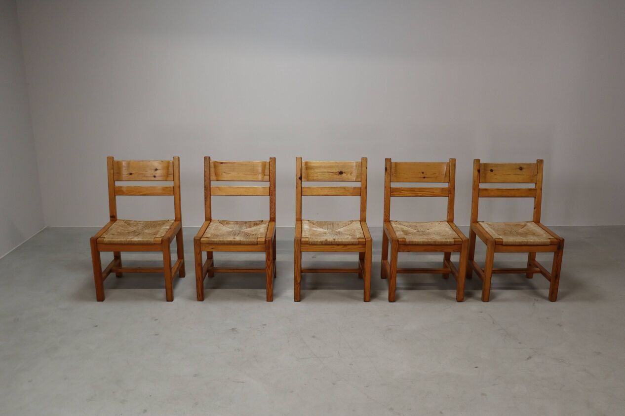 Set Of 5 Vintage Chairs By Tage Poulsen For Gramrode Møbelfabrik, 1970s photo for sale