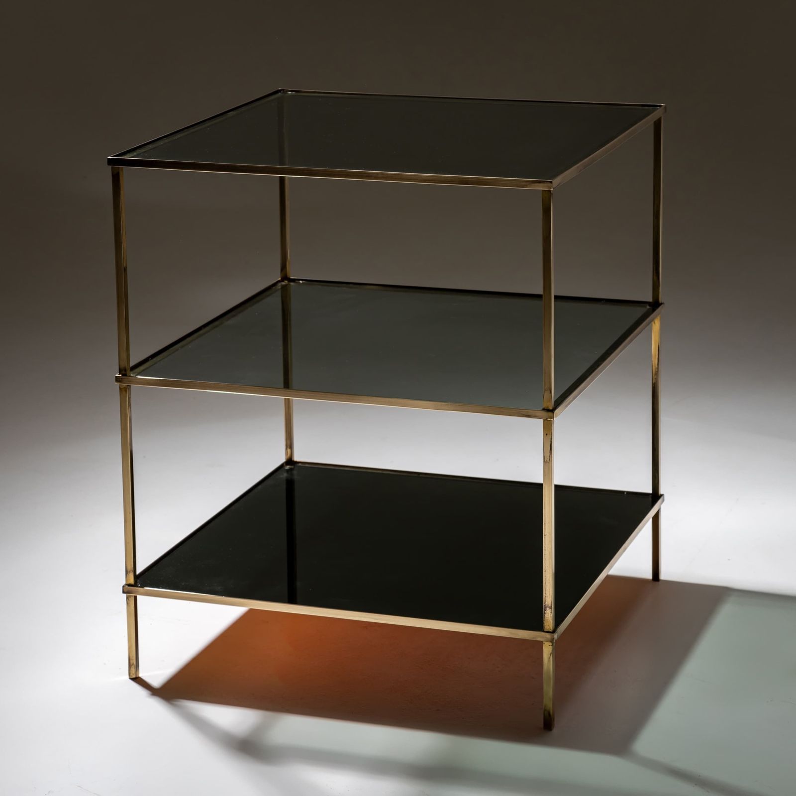 Side Table Made Of Glass And Brass, Mid 20th Century