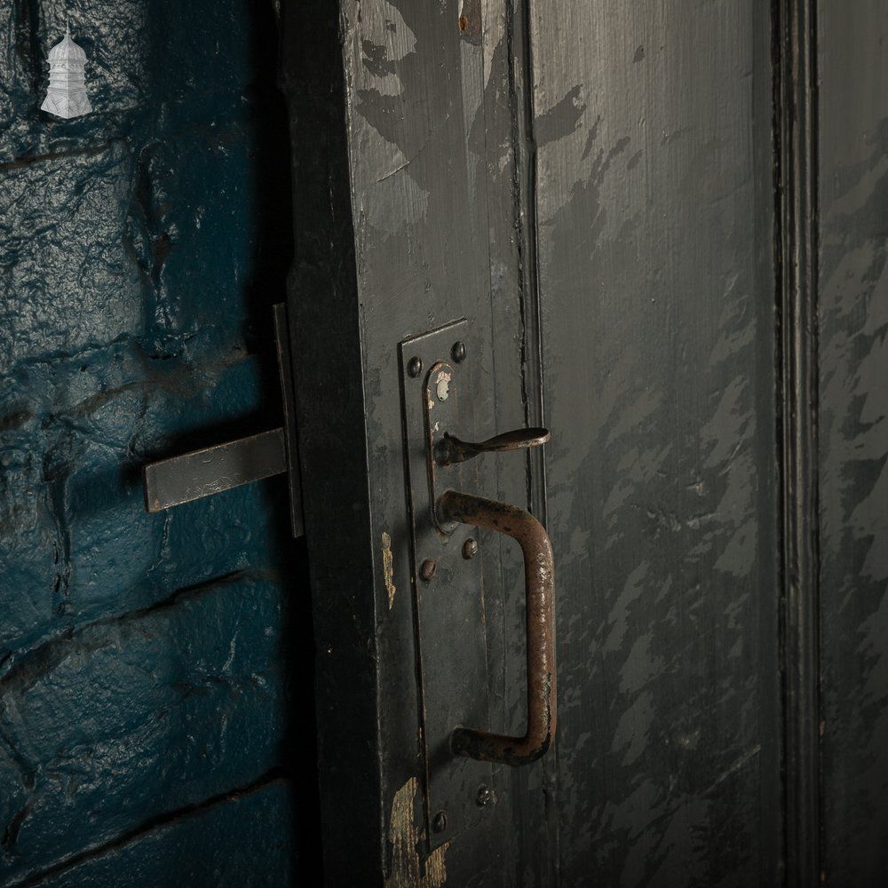 4 Panel Door, Distressed Black Painted Finish photo vinterior