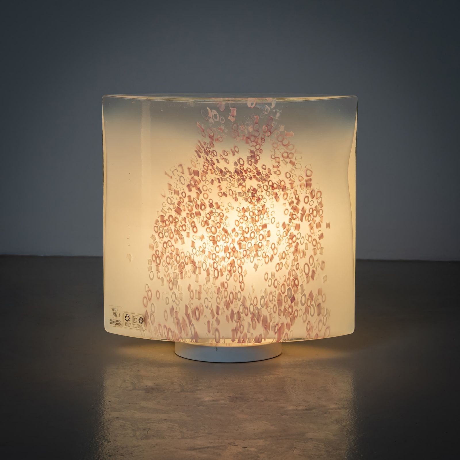 Lighting White Murano Table Lamps With Red Décor By Leucos, Italy 1970s photo