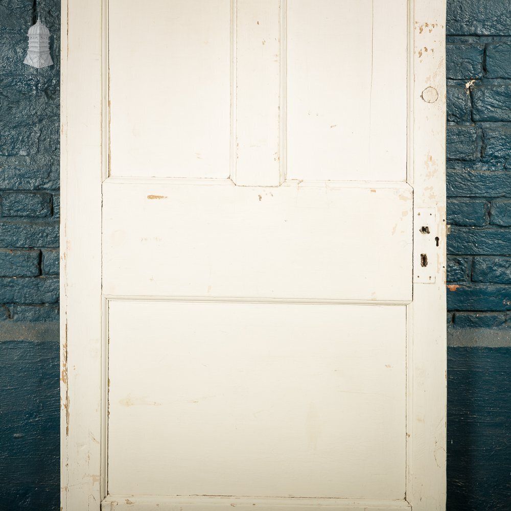 Moulded 4 Panel Door, Distressed White Painted Finish photo for sale