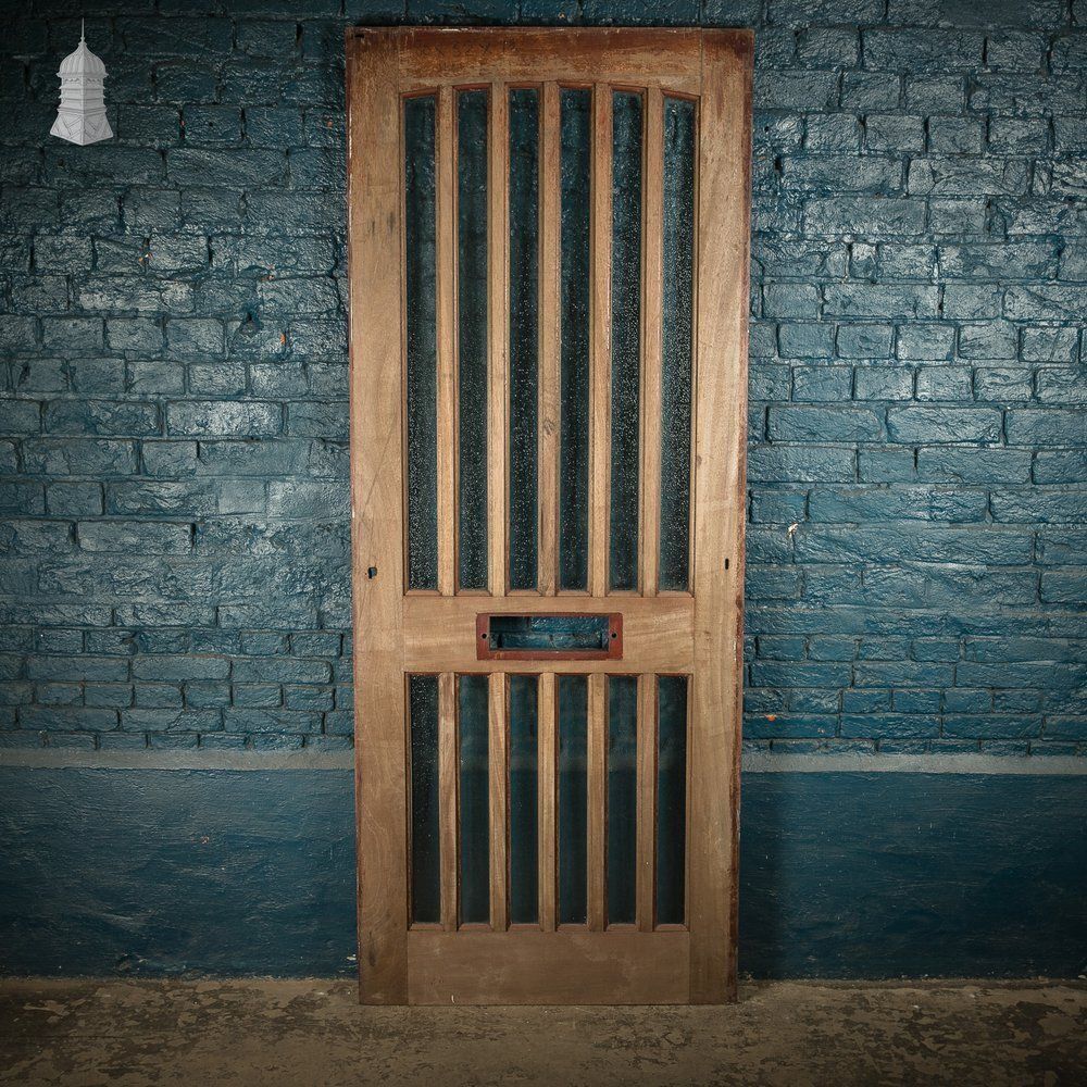 Glazed Hardwood Door – Arched 12 Panel Design, Textured Glass