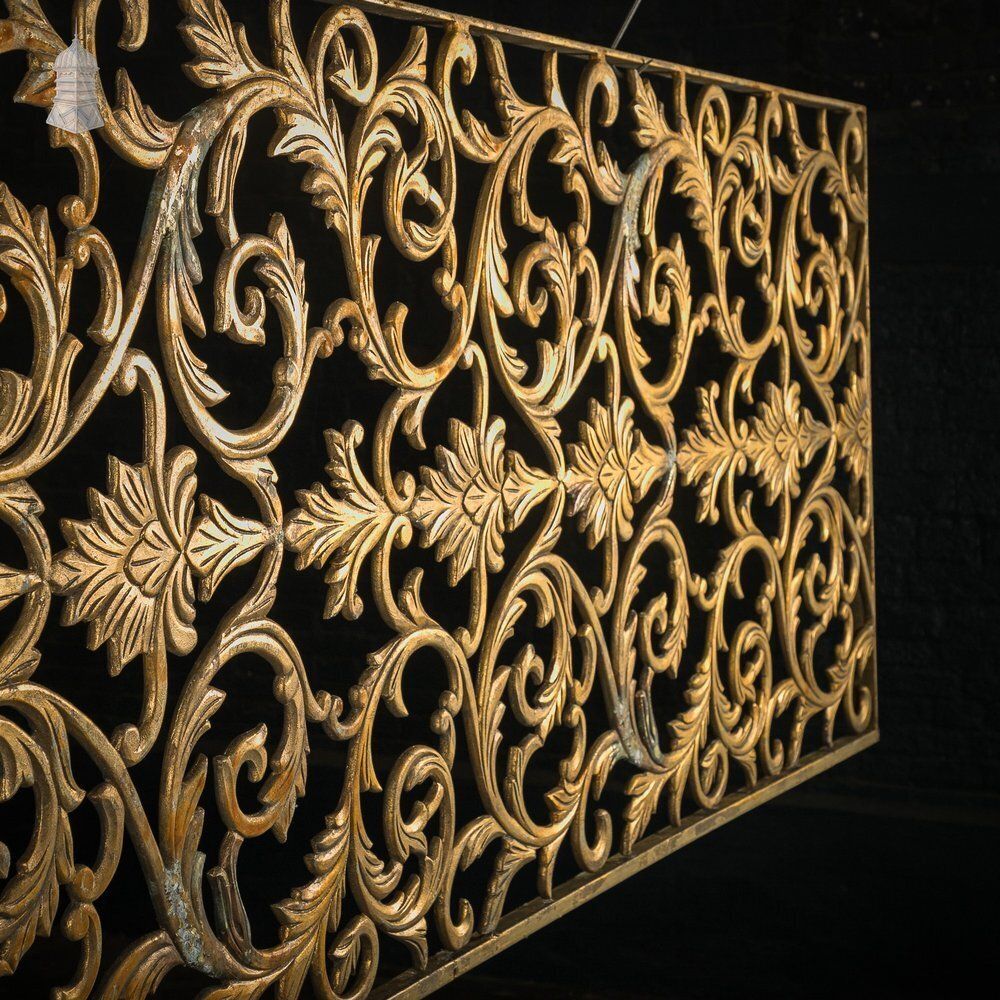 12ft Decorative Screen, Cast Metal – Ornate Gold Leaf & Vine Design photo Home Decor