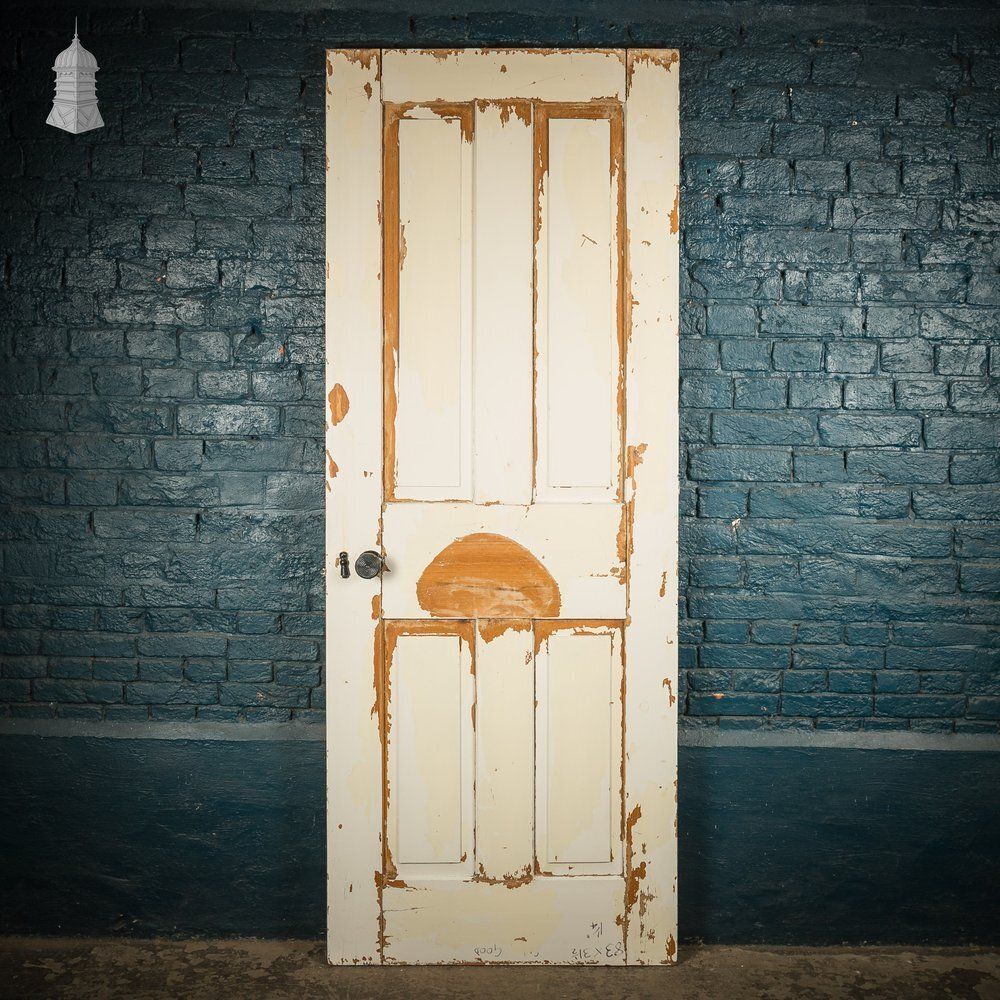 photo furniture Moulded 4 Panel Door – Worn White Paint, Honey Pot Handles