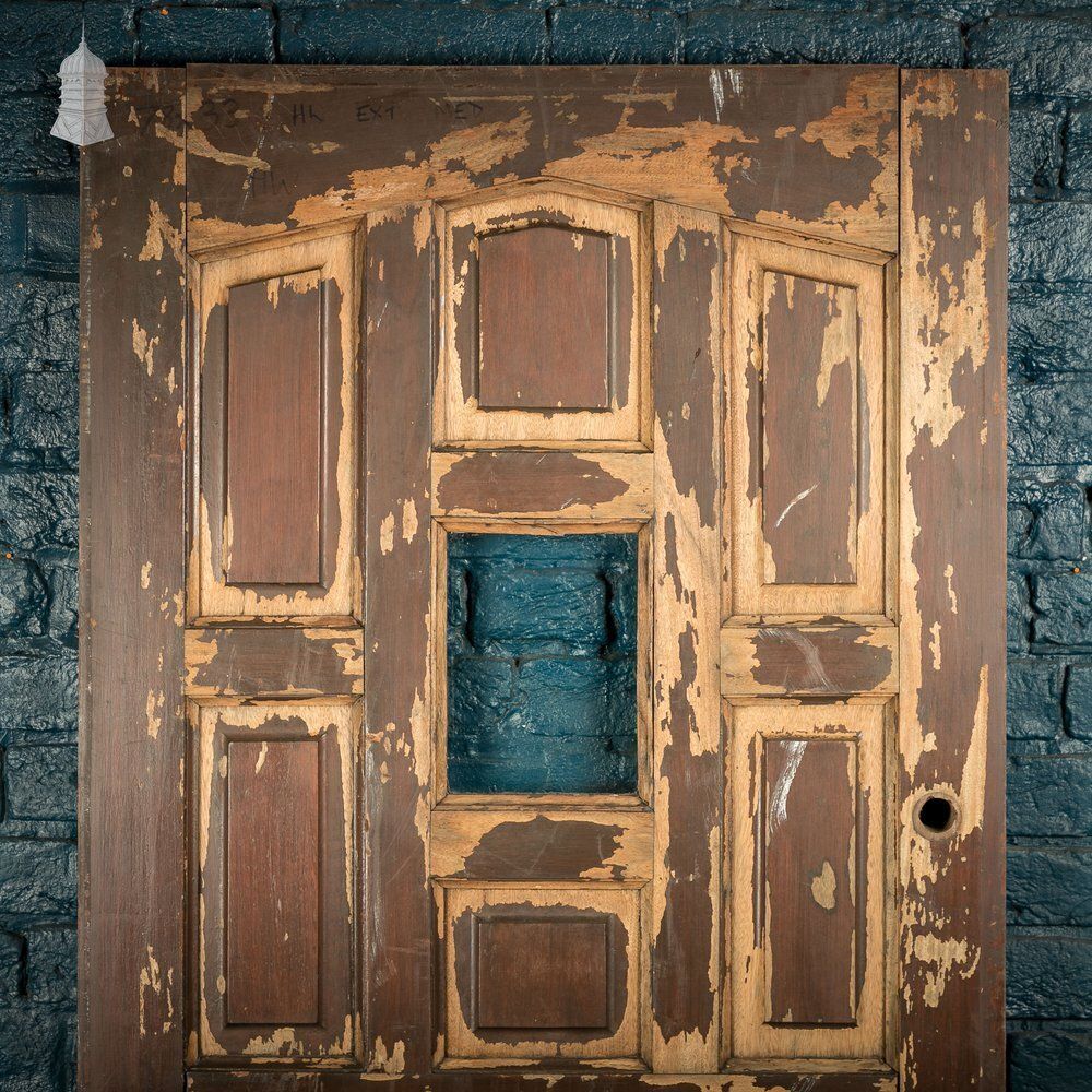 Multi Panel Exterior Door, Small Glazed Panel, Sapele photo furniture