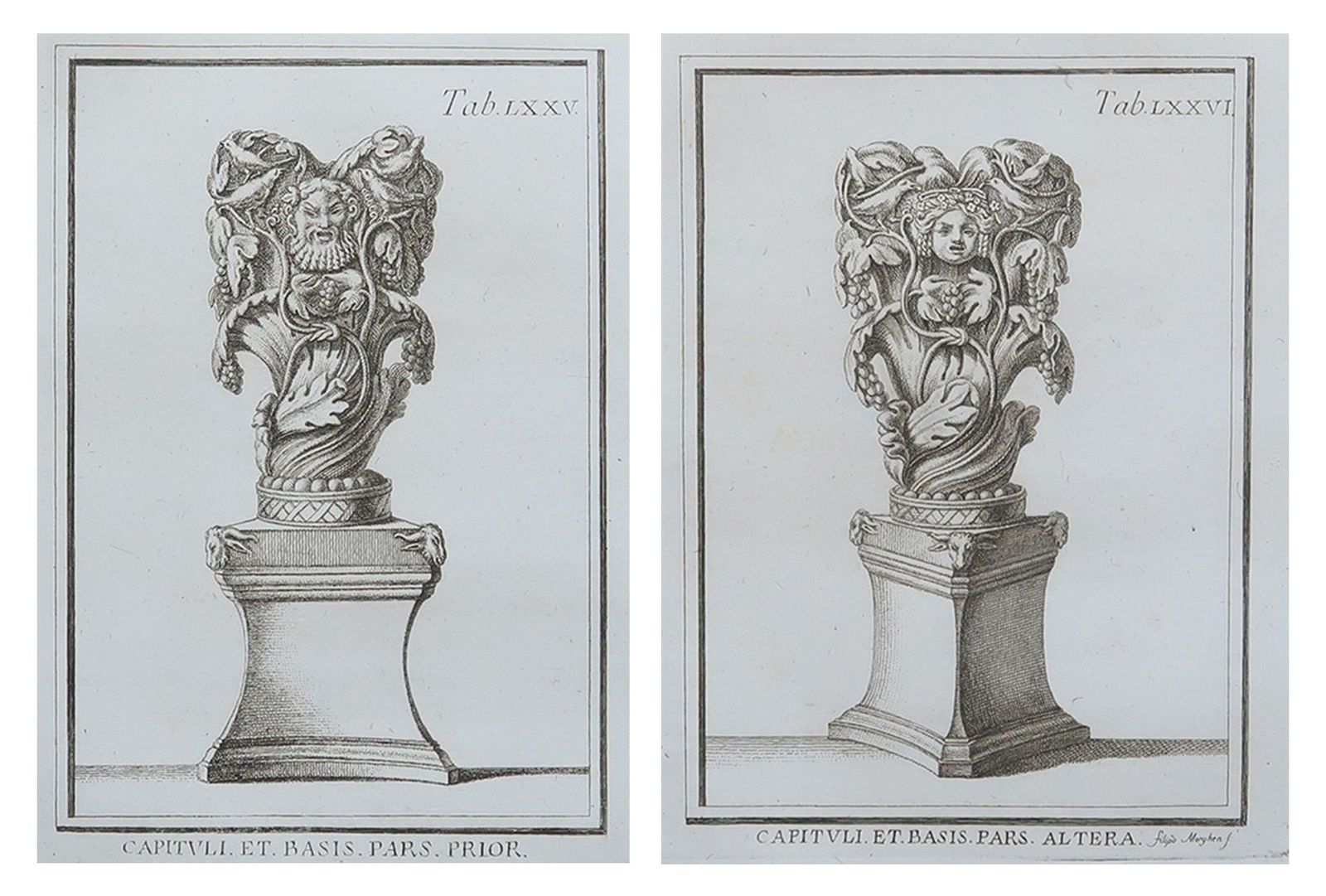 Large Scale Original Antique Grand Tour Prints Relief Carvings. Rome, 1776 photo furniture