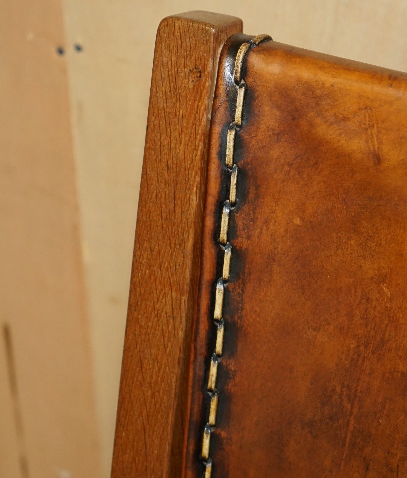 Pair Of 1940'S Robert Mouseman Thompson Brown Leather Chesterfield Armchairs photo vinterior