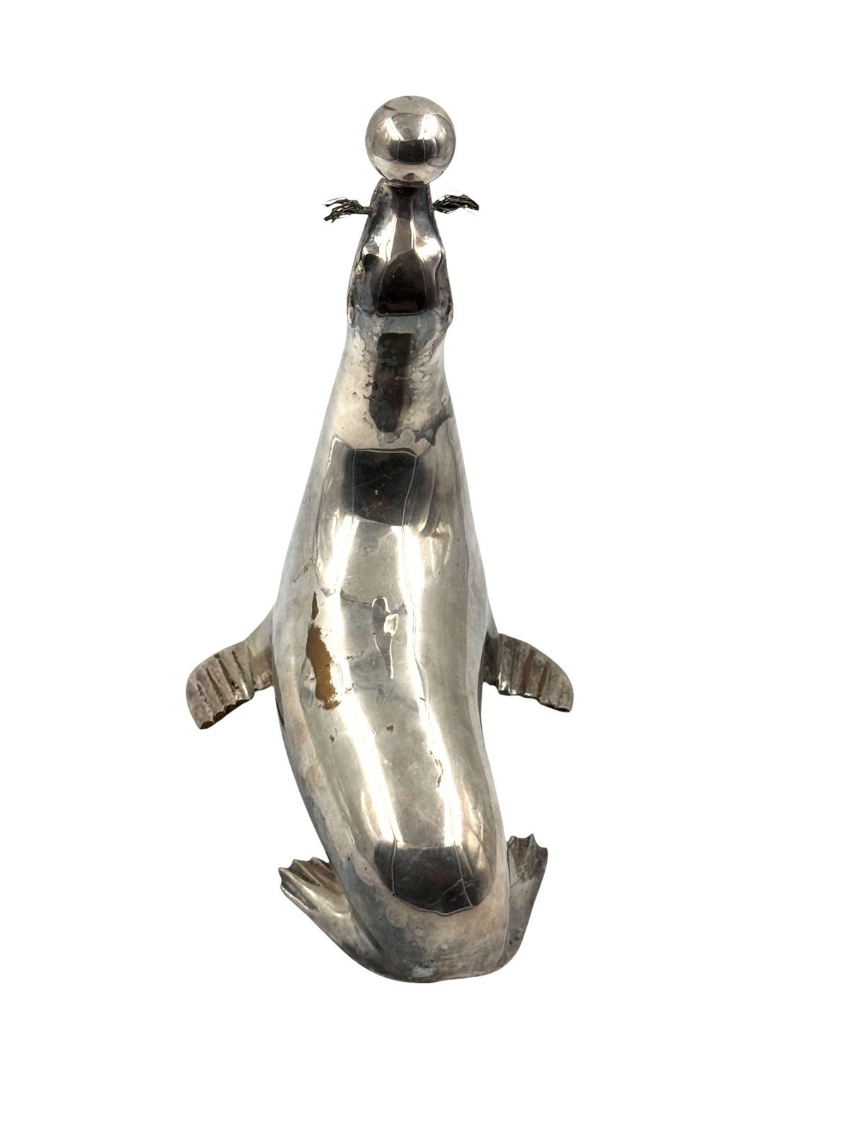 photo vinterior Art Deco Silverplated Brass Seal Sculpture, France 1940s