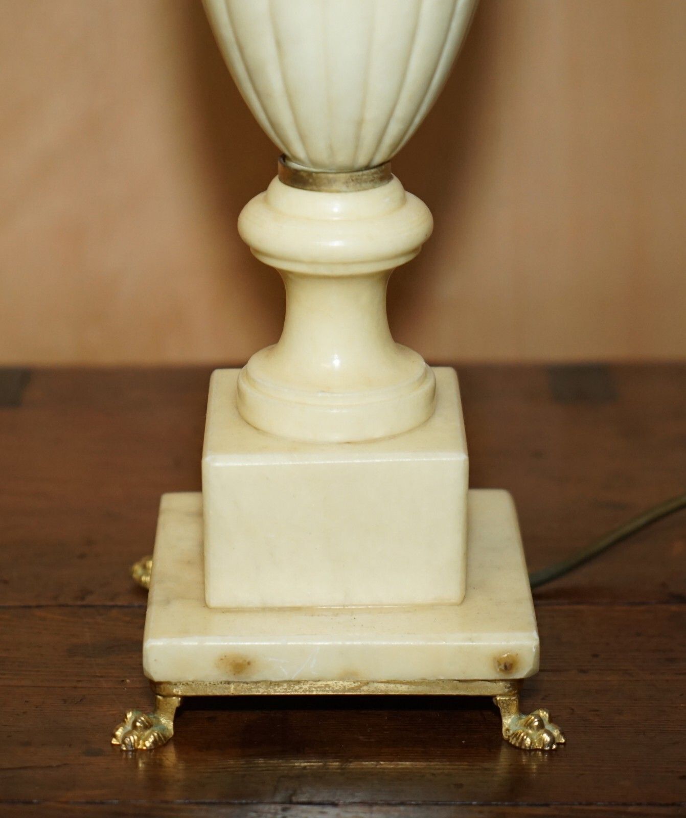 Equisite Circa 1960'S Made In Italy Stamped Marble Lamp Lions Brass Paw Feet photo vintage