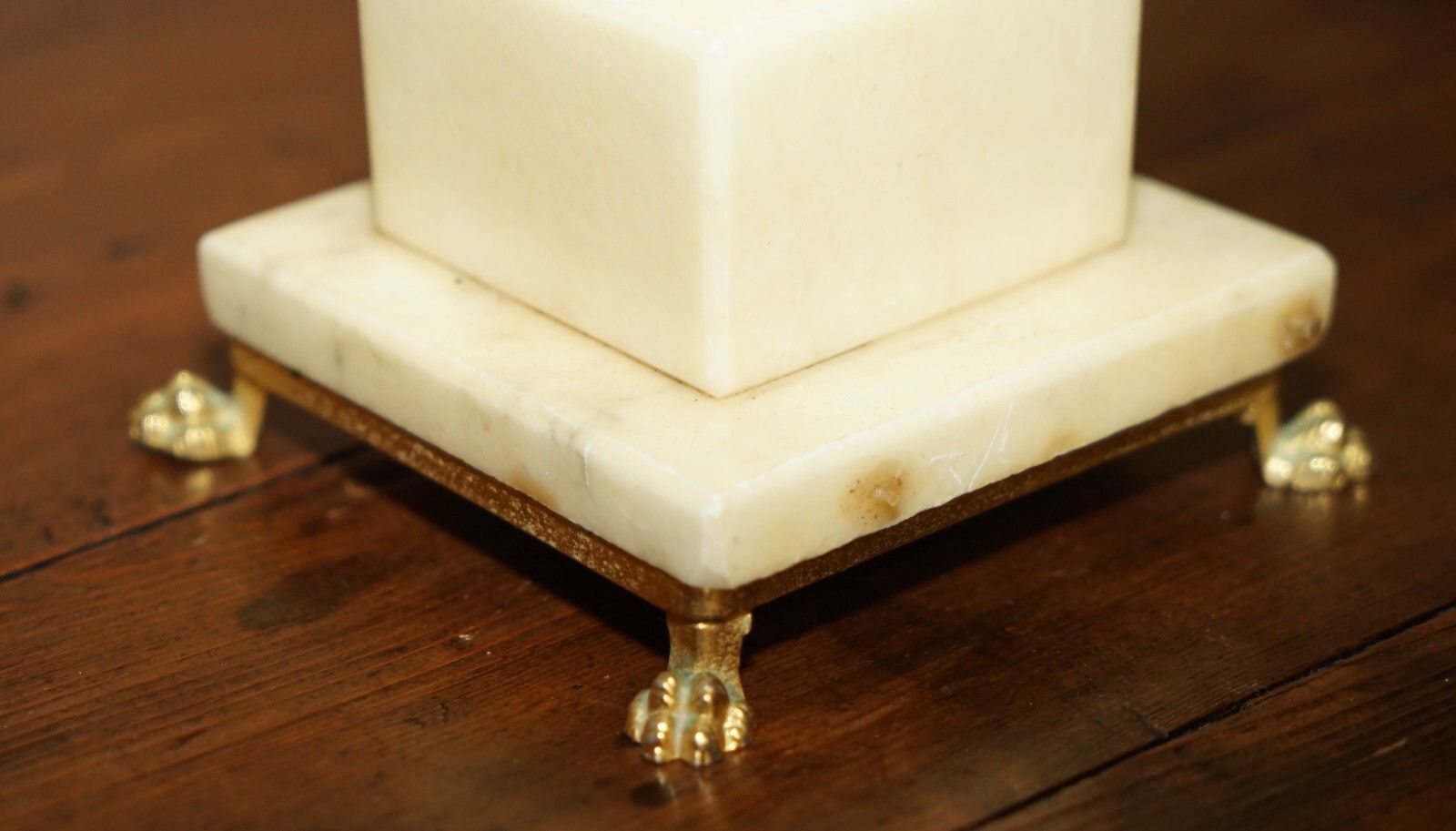 photo for sale Equisite Circa 1960'S Made In Italy Stamped Marble Lamp Lions Brass Paw Feet