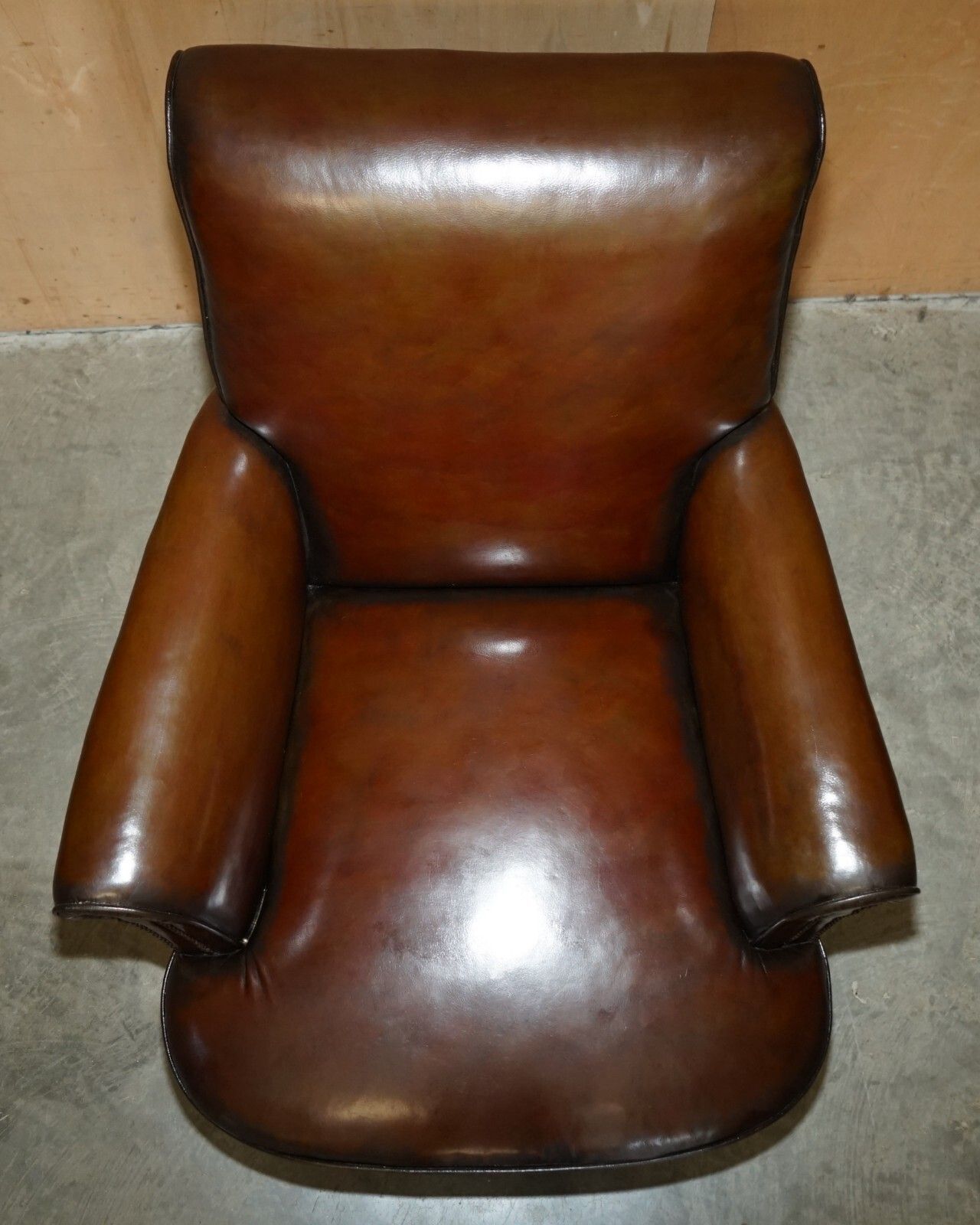 Fully Restored Antique Circa 1920'S Art Deco Deep Brown Leather Club Armchair photo Furniture